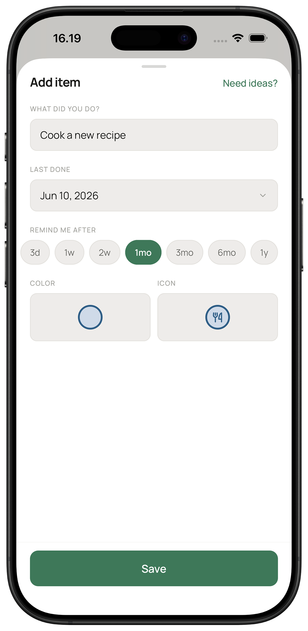 Ago add item sheet with date picker