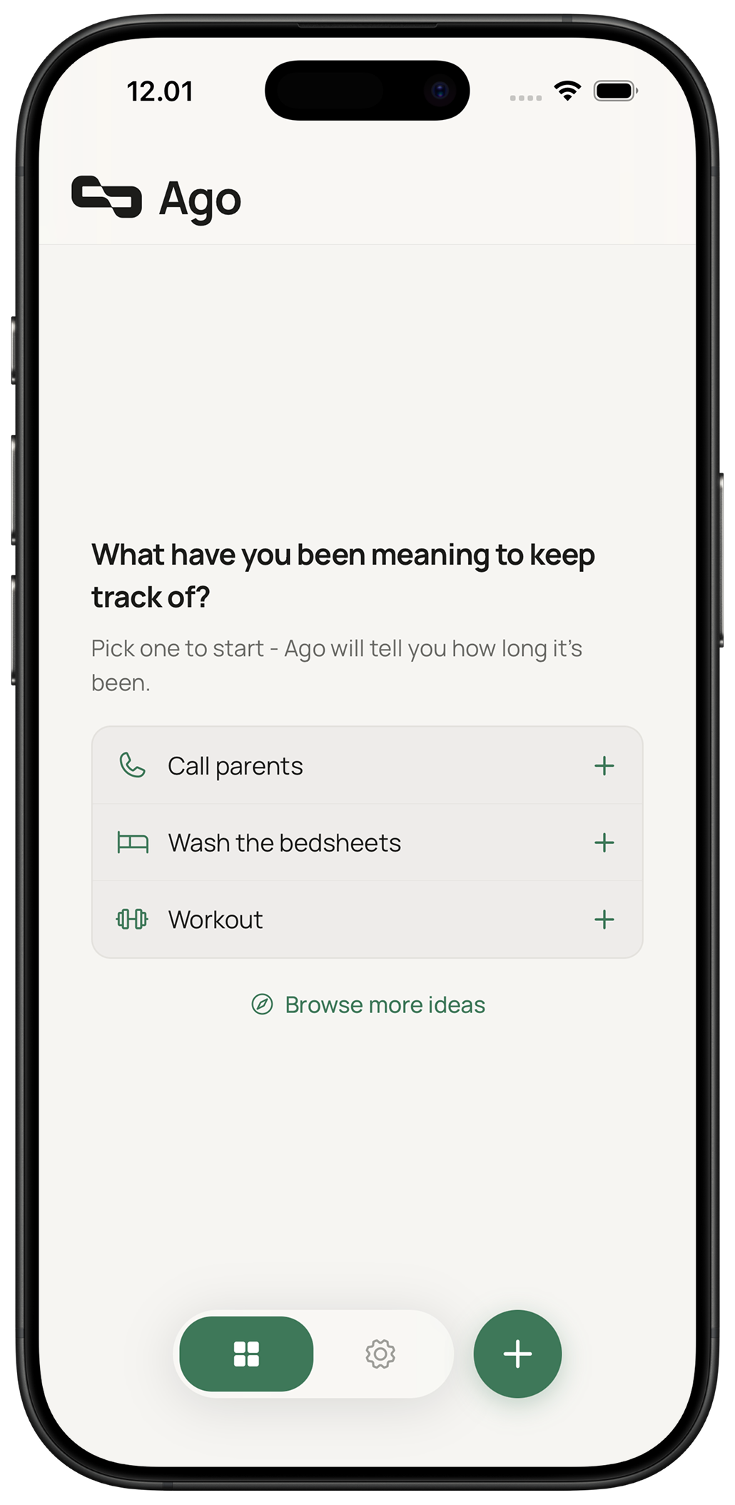 First-launch app state - What have you been meaning to keep track of?